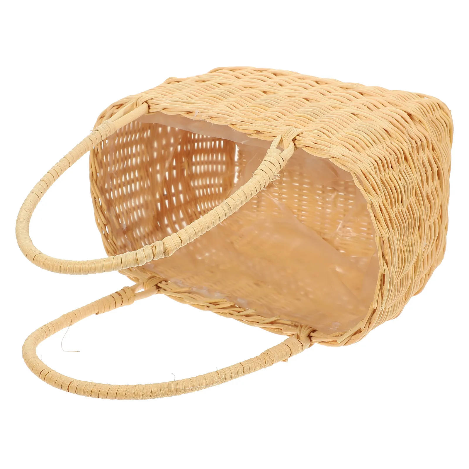 

Rattan With Double Handles Hand-Woven Flower Arrangement Decorative Storage Basket For Home Wedding Multipurpose Woven