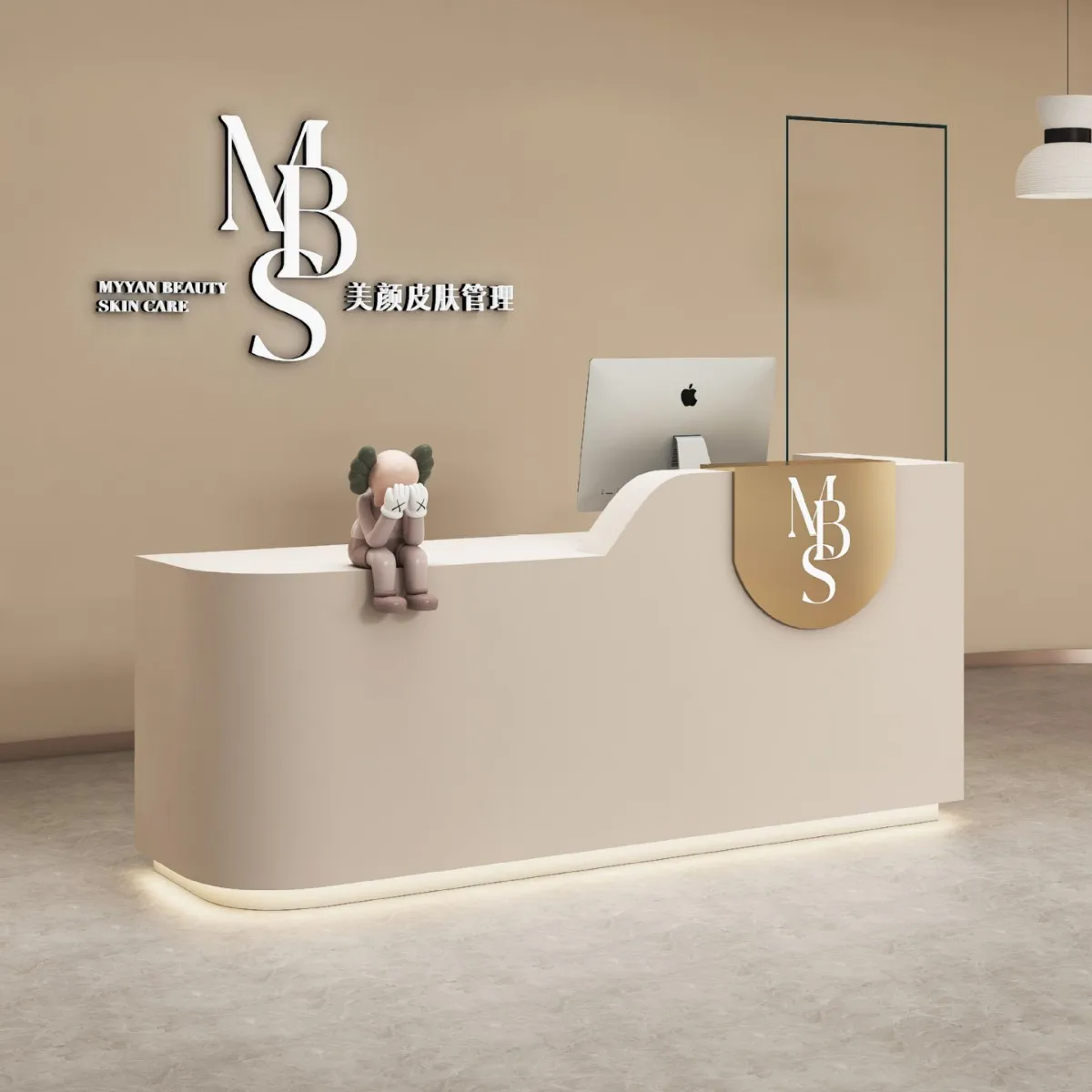 

Curved clothing store bar table checkout page counter simple modern beauty salon nurse station small front desk reception desk
