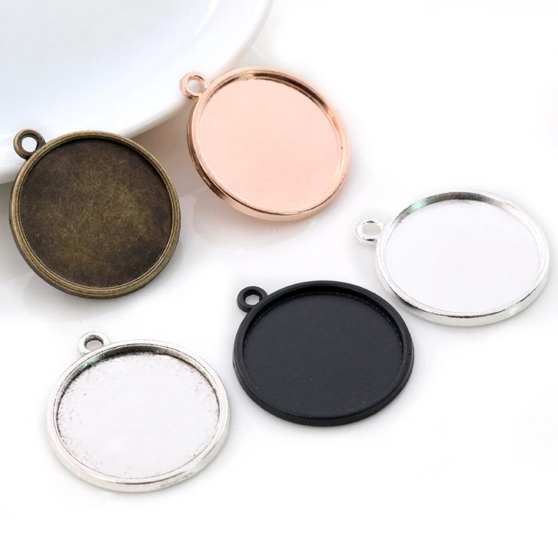 

10pcs 20mm Inner Size Classic 5 Colors Plated One Sided Single Hanging Simple Style Cabochon Base Setting Charms Pendant