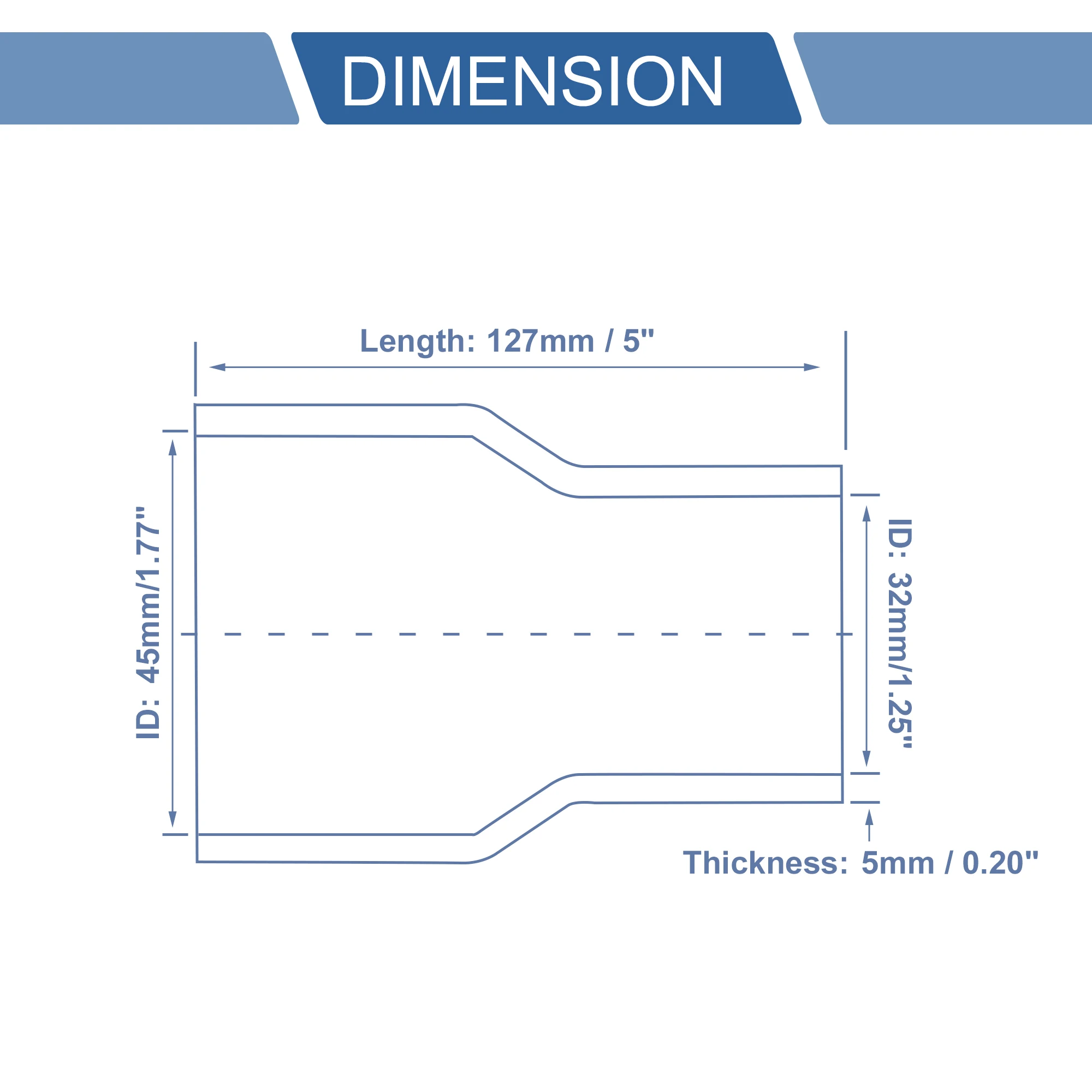 UXCELL ID 38-25mm 45-38mm 57-45mm 63-51mm 70-57mm 76-57mm 127mm Length 0 Degrees Car Silicone Hose w/ Clamps Coolant Hose