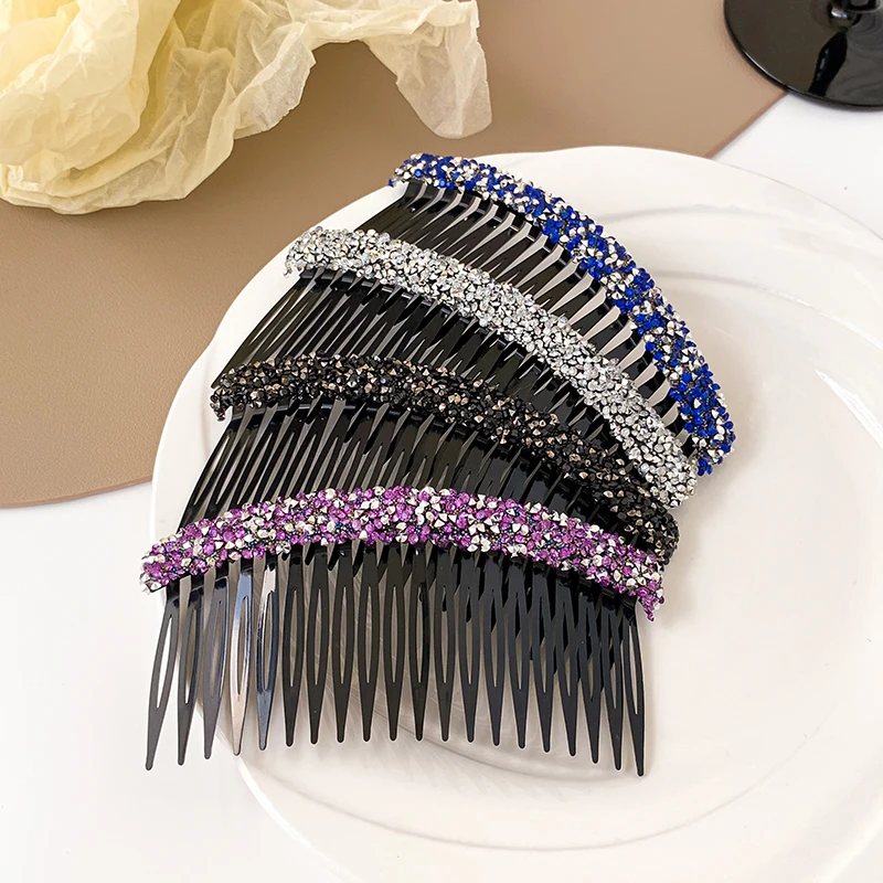 AISHG Hair Combs Plastic Hairpin Elegant Women Fashion Rhinestone Hair Clips Particle French Twist Combs Girls Hair Accessories