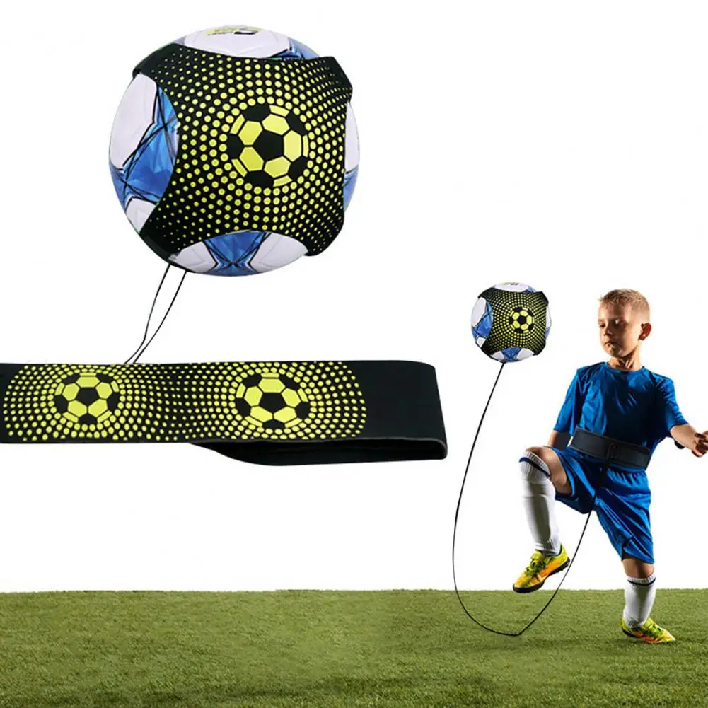 Football Training Tape Soccer Training Aid with Adjustable Belt Elastic Rope Fastener Tape for Hands-free Football Kick for Kids