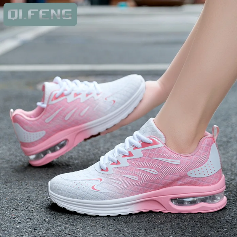 Women Big Size Autumn New Air Cushion Shoes Mesh Breathable Lightweight Comfortable Sneaker Fashion Casual Sports Large Footwear