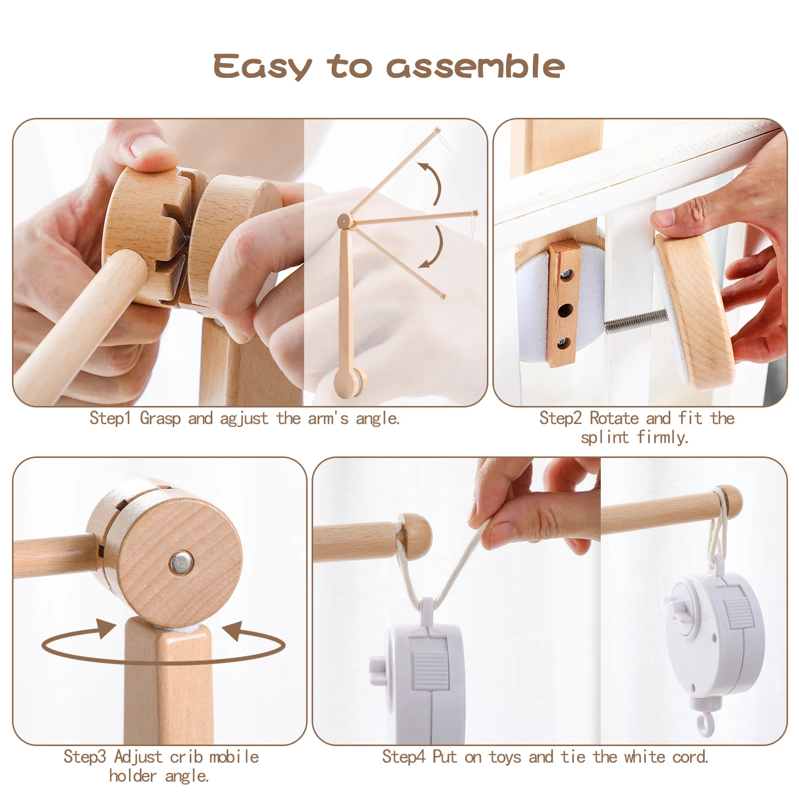 Soporte de madera para cama de bebé de 0 a 6 meses, accesorios de soporte para juguetes, soporte para colgar en la cama móvil suave, decoración de