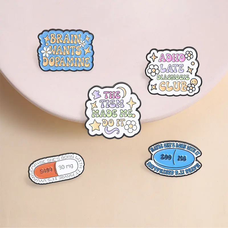 Vyvanse Humor Enamel Pin Maybe She's Born With It Maybe It's Vyvanse ADHD Medication Style for Neurodivergent Pride Daily Wear