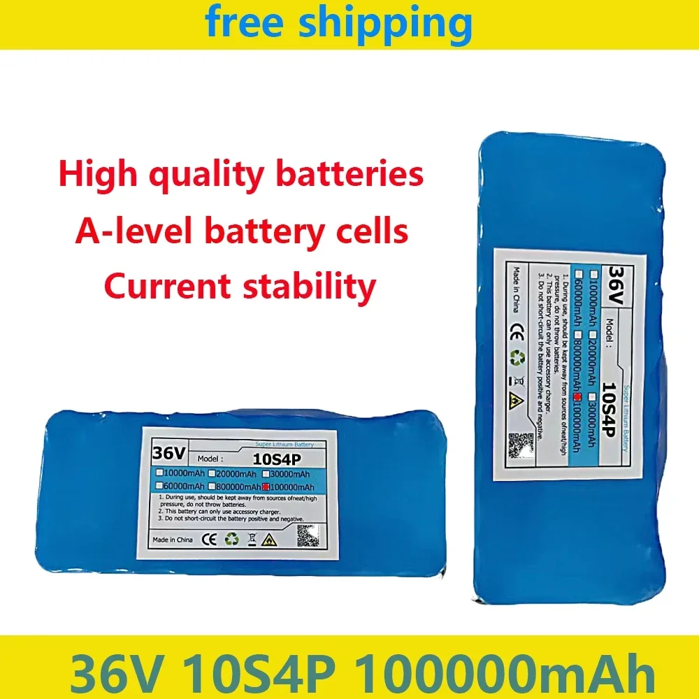 New 2024 36V 10S4P 20Ah Battery Pack 1000W High Power Battery 100000mAh High Quality High Range+42V2A Charger