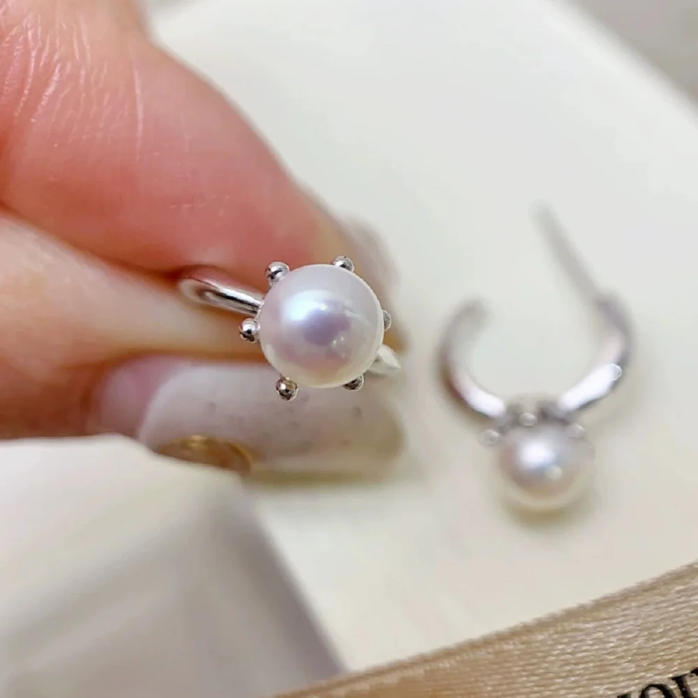 

Новые жемчужные серьги AAA6-7 мм, изысканные серьги с натуральным жемчугом Южного моря и ромашками, 925-е годы