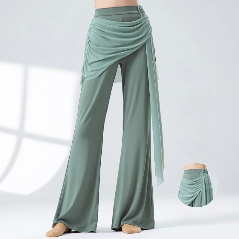 

Широкие брюки из свободной газовой ткани, классические, для взрослых, для выступлений, тренировок, танцев, костюм для танцев, женский, классический