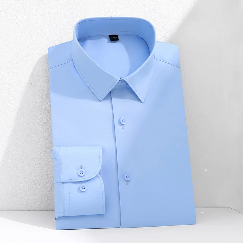 New Fabric 6XL Men's Shirt Casual Long Sleeve Slim Fit  Anti-Wrinkle Camisa Social Shirt Men Long Sleeve Business White Shirt