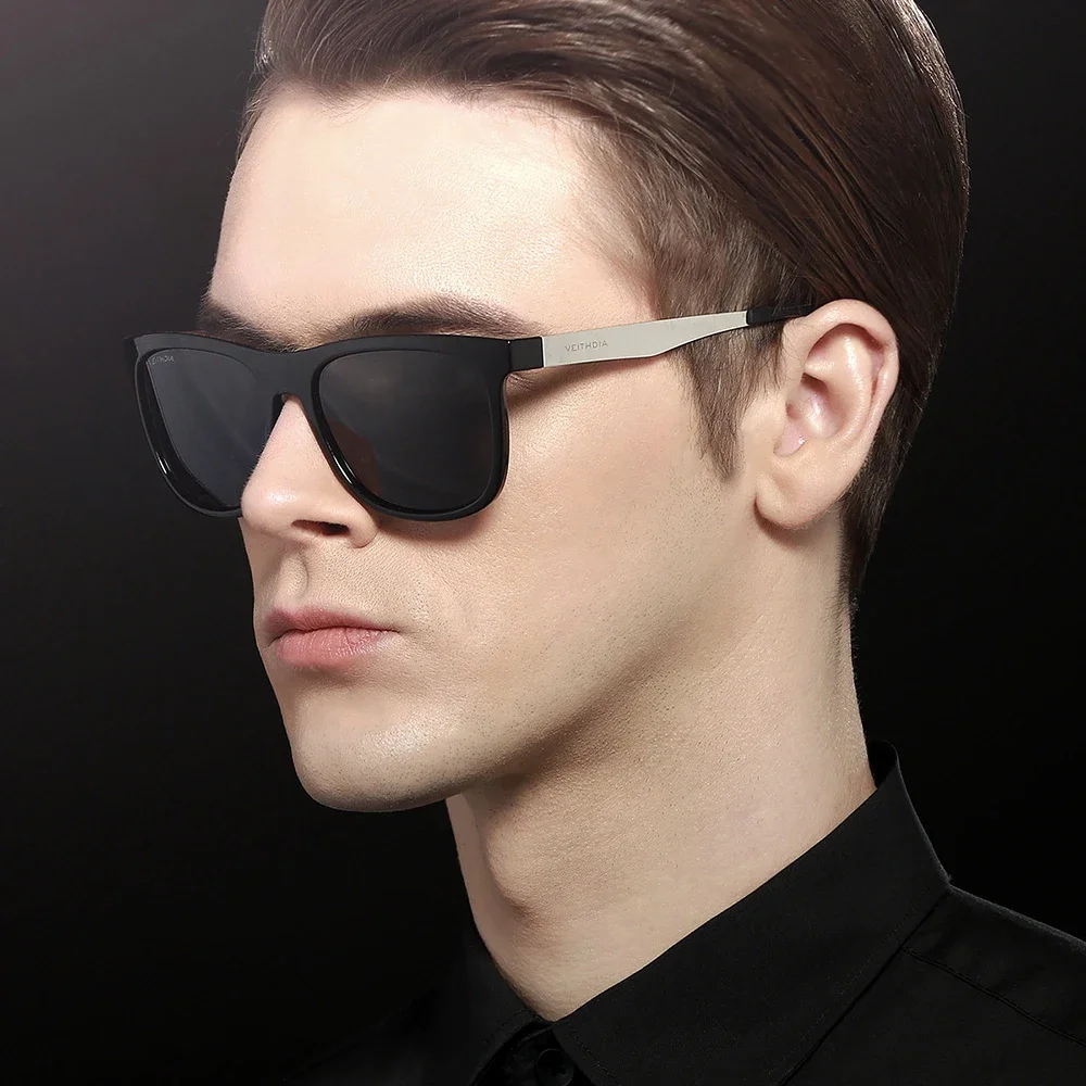 VEITHDIA Sunglasses Square Retro Vintage Polarized UV400 Lens Eyewear Sun Glasses For Men/Women Stainless Steel + TR90  VT611