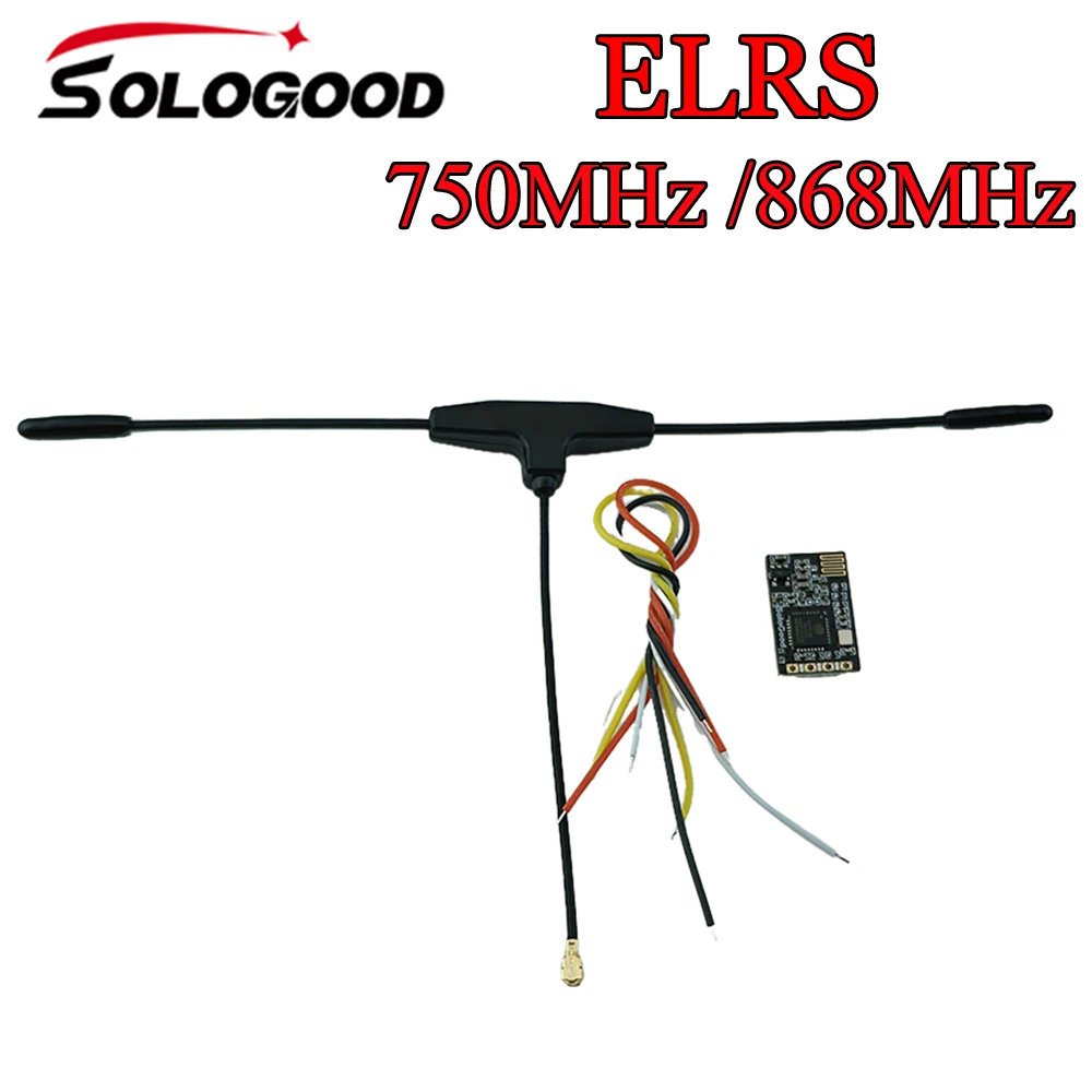 SoloGood Ricevitore ELRS 750 MHz 868 MHz con antenna tipo T MCU ESP8285 50 mW Potenza di telemetria per RC Racing Drone