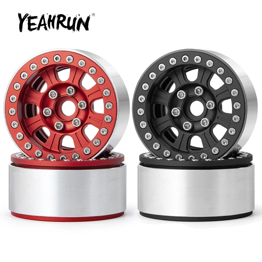 YEAHRUN 4 Stuks CNC Aluminium Beadlock 1.9 inch Velgen Hub voor Axiale SCX10 TRX-4 1/10 RC Crawler Auto Vrachtwagen Model onderdelen