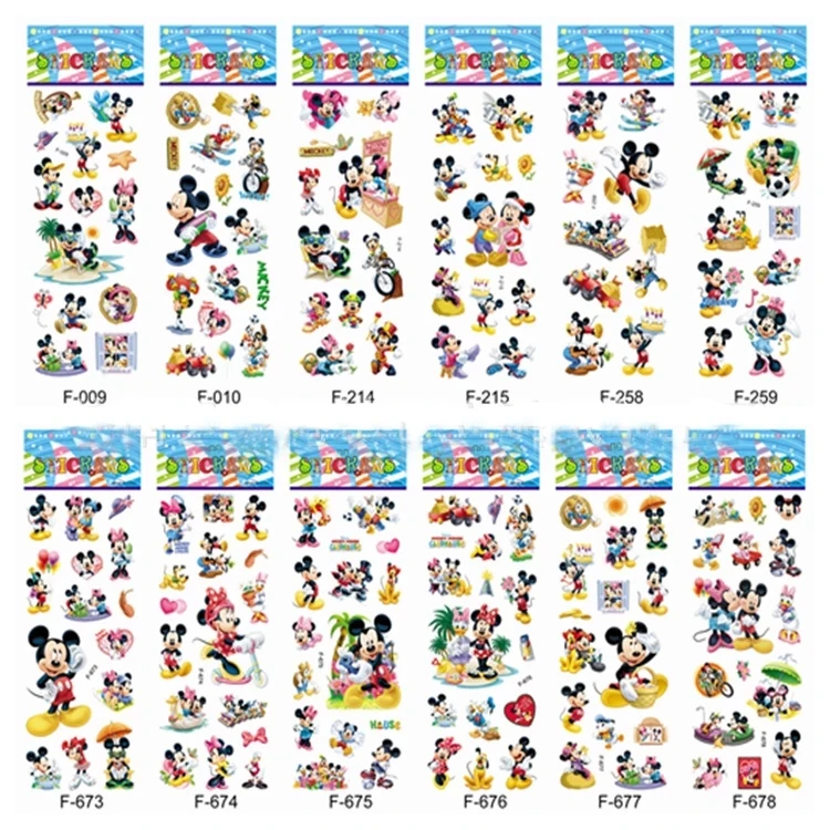 NEW 12 Sheets/Lot Cartoon Mickey Minnie Mouse Anime Home Decals 3D Vinyl Wall Stickers For Kids Bedrooms Decoration