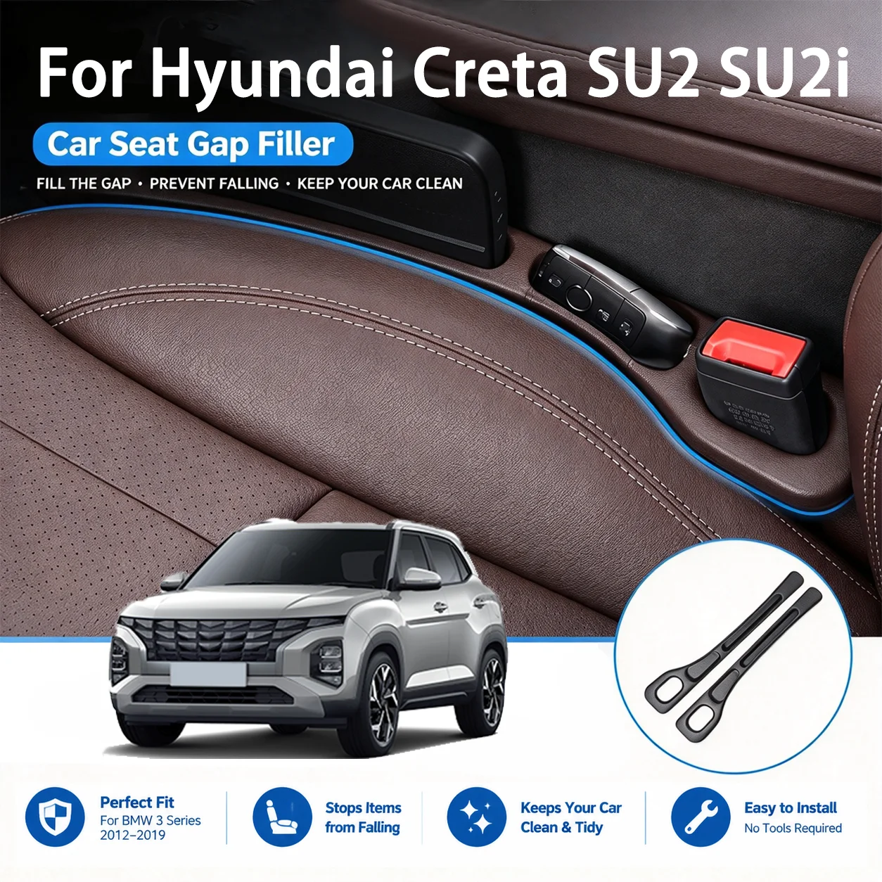 For Hyundai Creta SU2 SU2i High-Quality Premium Car Seat Gap Leak Proof Strip Organizer Protection Decorative Seat Gap Filler