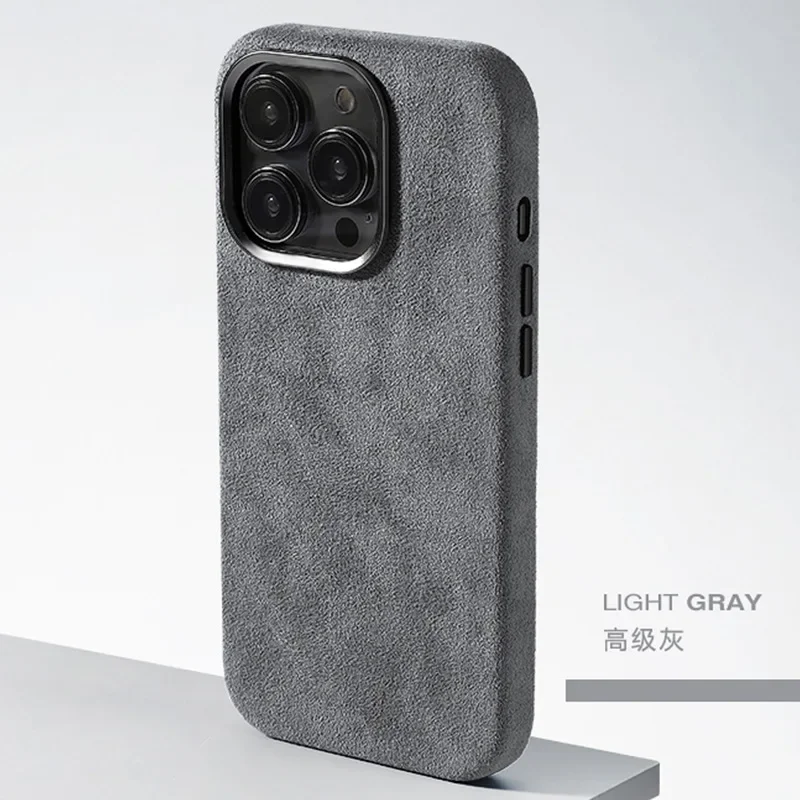 Italiaanse Flip Fur Magnetische Case voor iPhone 16 15 Pro Max 17 Magnetische Telefoonhoes Luxe Supercar Suède Lederen Achterkant Hoesjes Ins Shell