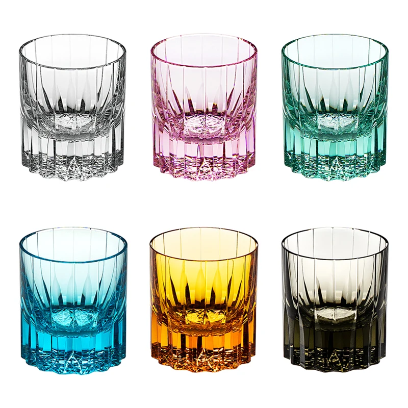 JINYOUJIA-Japanese Edo Kiriko K9 Optical Crystal Glass, Hand Carved, High Transparent Whiskey, Thick Bottom Wine Glass