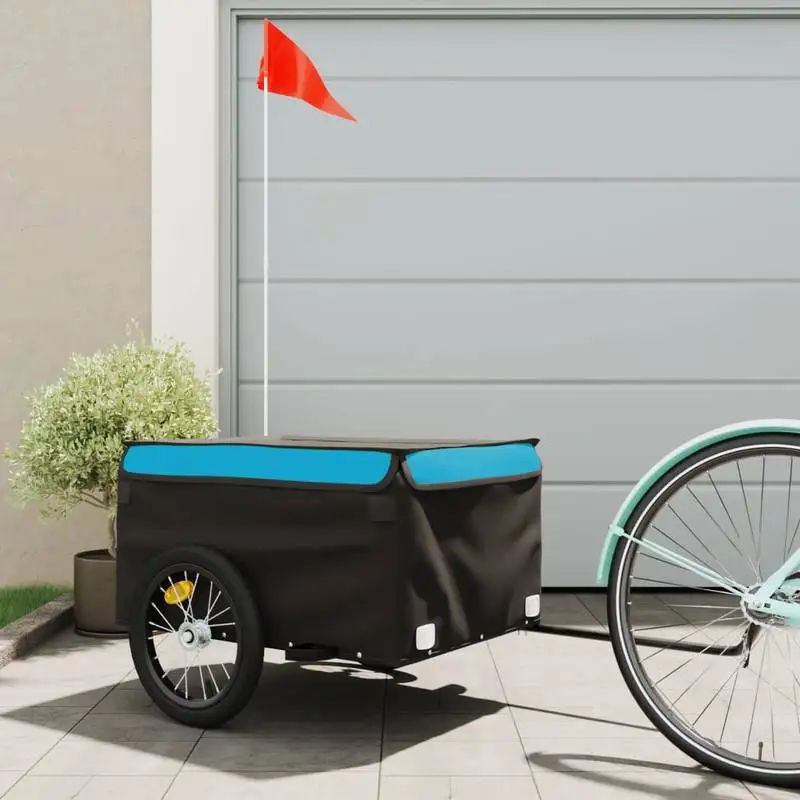 Remolque para bicicleta negro y azul