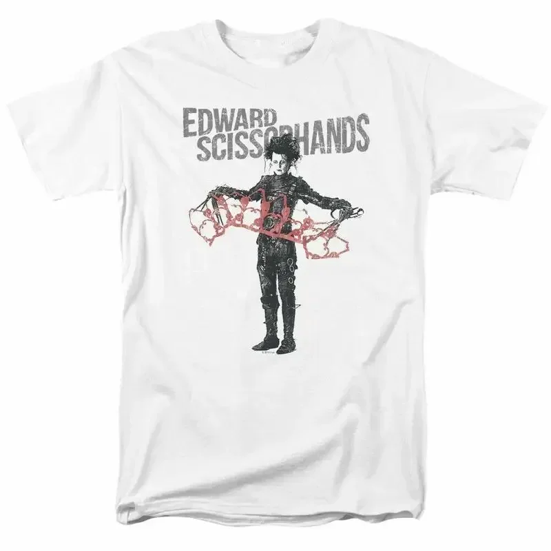 Camiseta Edward Scissorhands Show Tell para hombre, con licencia oficial, película clásica de los años 80, color blanco