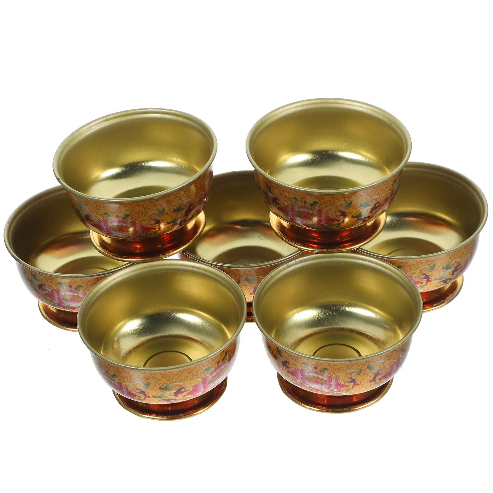 

7 Pcs Water Bowl Common Offering Holy Cup Sacrifice Supplies Mini Temple Decoration Alloy Altar