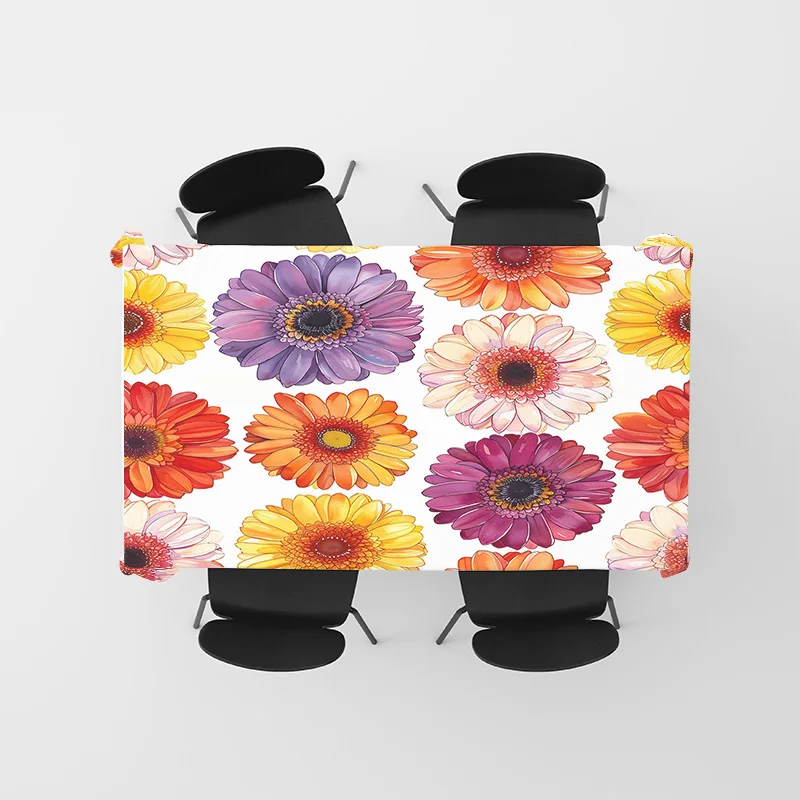 Современный цветочный дизайн скатерти, многоцветное покрытие для стола с цветочным принтом для домашнего декора, простое обслуживание, 3D-печать, кухонная линия