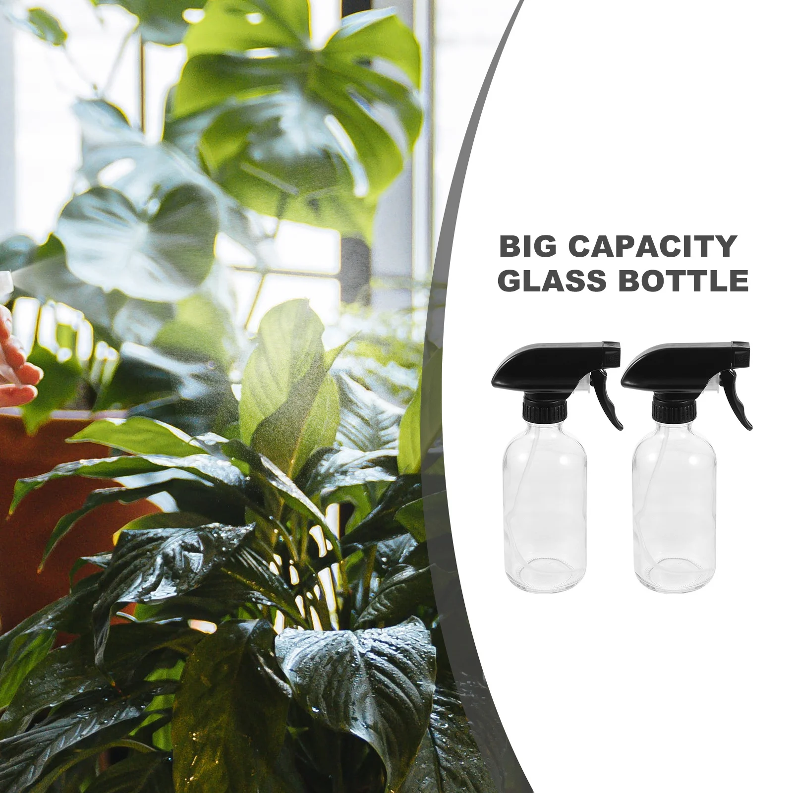 

2Pcs Spray Bottle Glass Hand Press Big Capacity 250Ml Transparent Reusable Eco Friendly for Home Garden Office