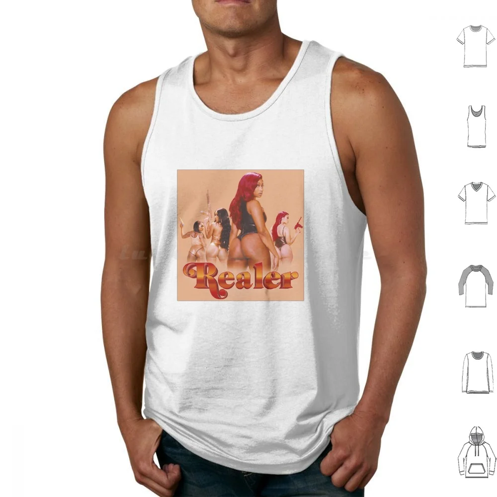Realer Tank Tops Print Cotton Thee Stallion Realer Savage Captain Hook Cash Shit Big Ole Freak Hot Girl Summer Hottie