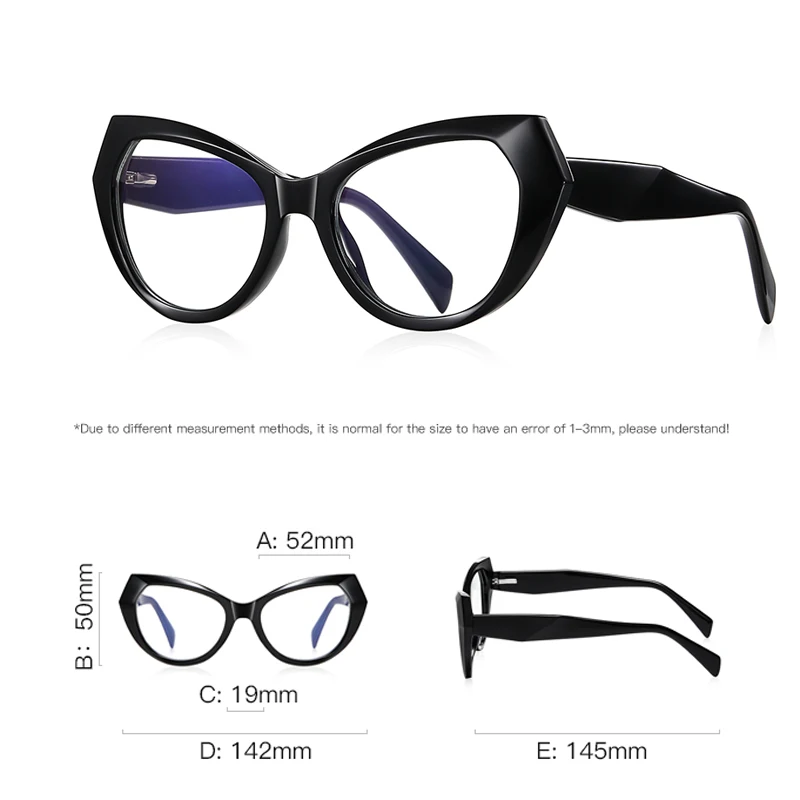 VCKA Fashion Women Cat Eye Myopia Glasses Frame Gradient  Anti Blue Light Prescription Optics Computer Eyeglasses -0.50 TO -10