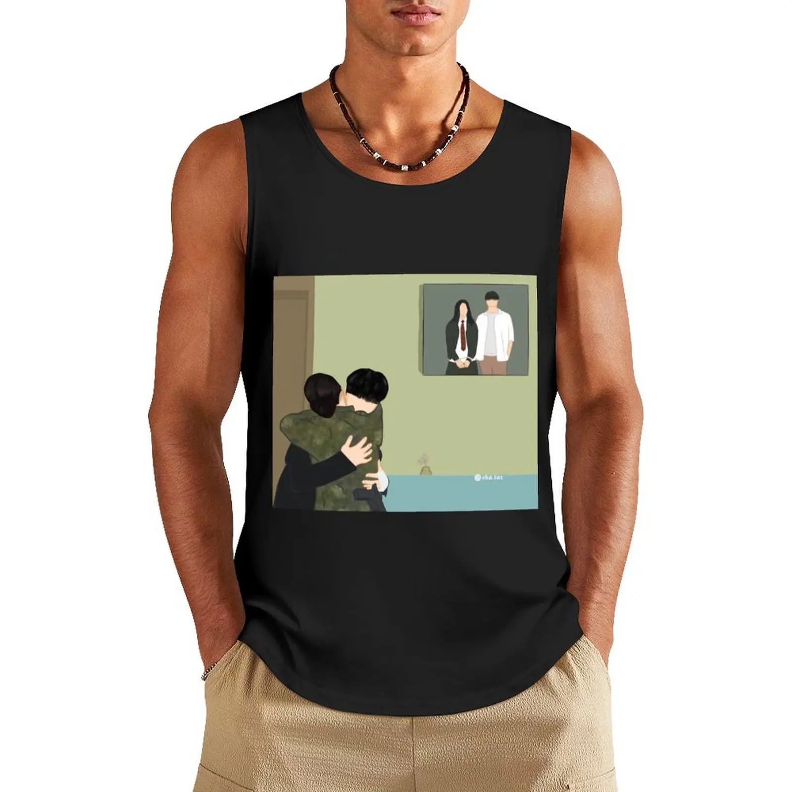 

Happiness kdrama Tank Top Man gym clothes tops Men's tops T-shirt man
