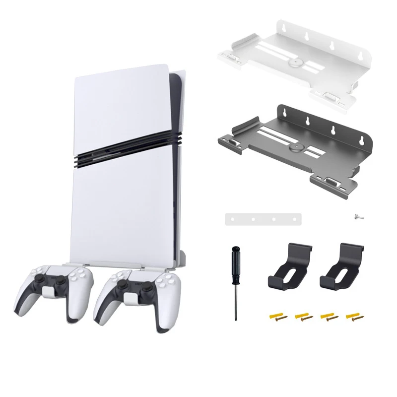 Metal Wall Mount Kit for PS5 Pro/Slim Digital & Disc editions, Iron Bracket Organizer for Console and Controllers