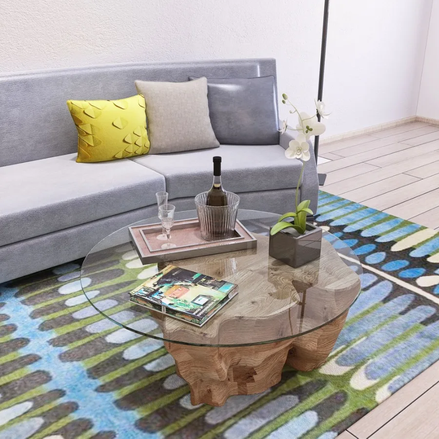 سطح طاولة من الزجاج المقسى المستدير مقاس 36 بوصة، زجاج شفاف، حافة مصقولة مسطحة بسمك 1 4 بوصة #1