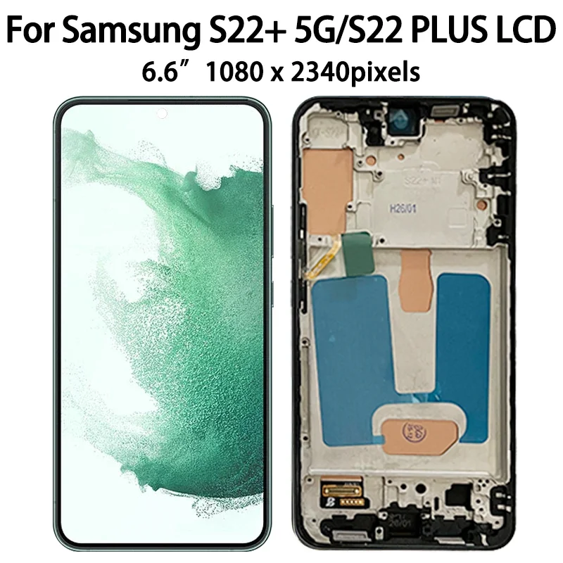 S22 Plus Nowy ekran LCD do Samsung S22 Plus Wyświetlacz LCD do S901B S906B/DS Wymiana ekranu dotykowego LCD z ramką — zdjęcie produktu 3
