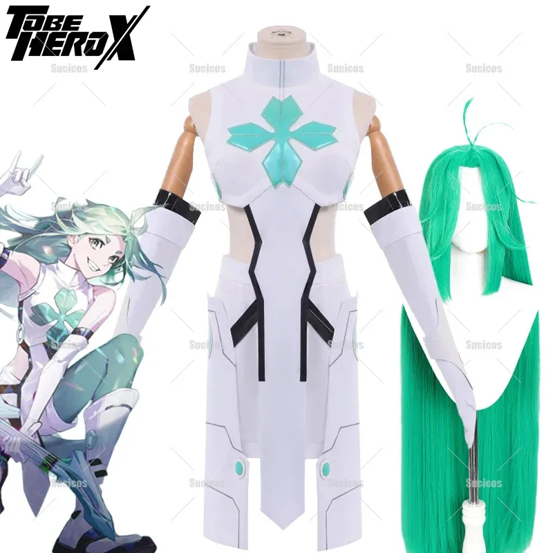 

To Be Hero X Lucky Cyan Cosplay Costume Full Set - White Uniform with Wig & Gloves (S-XXL) for Women Halloween Conventions
