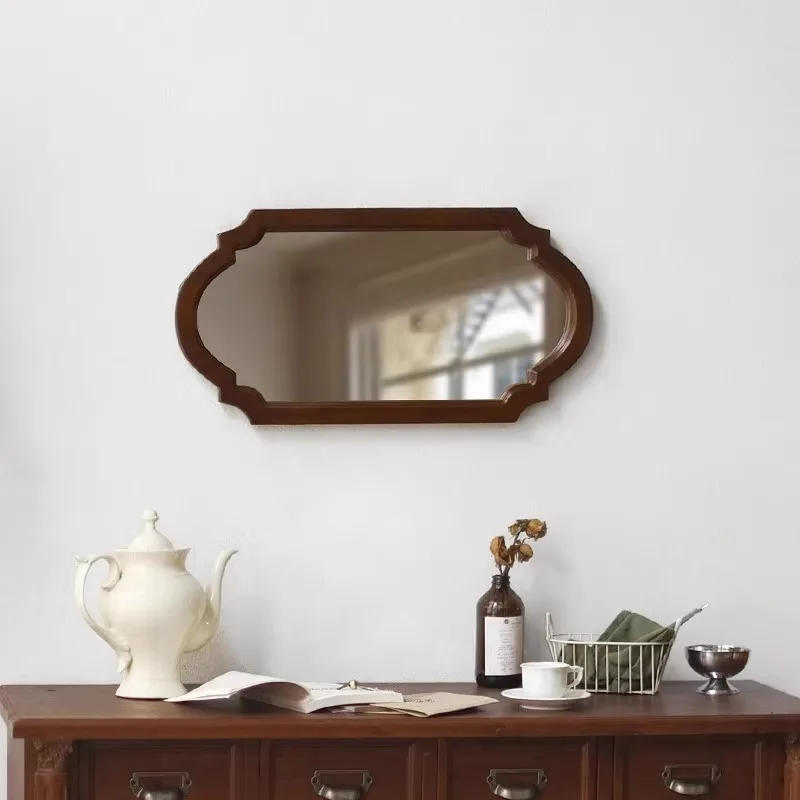 Square Classic Decorative Mirrors Frame Vintage Wood Compact Make Up Mirror Living Room Aesthetic Espejos Home Decor Luxury
