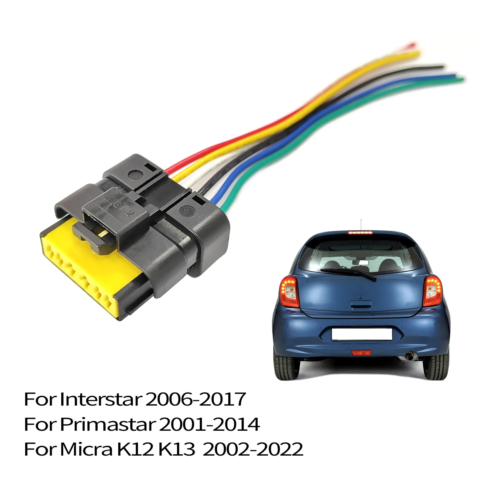 For Nissan Micra March K12 K13 2002 - 2022 Interstar Primastar Rear Tail Light Lamp 6-Pin Connector Pigtail Plug Wiring Harness