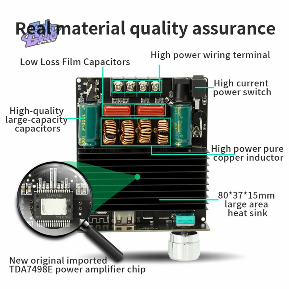 C160H Bluetooth-Compatible Audio PowerAmplifier Board Module 2.0 Two-Channel Stereo TDA7498E Original 160WX2 For Electrical Tool