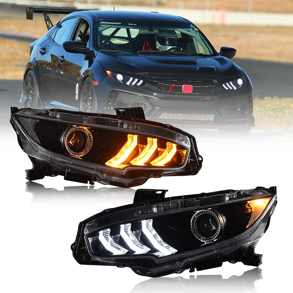 Headlights For Honda Civic/Hatchback 10thGen 2016-2020 Non Devil Eyes LED HeadLamps  Assembly Car Accessories Lamborghini Style