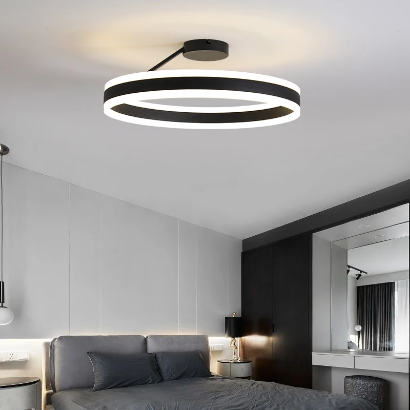 

Nordic Ring Led Ceiling Chandelier Dimmable for Track Dining Living Room Center Table Bedroom Pendant Light Decor Luster Fixture