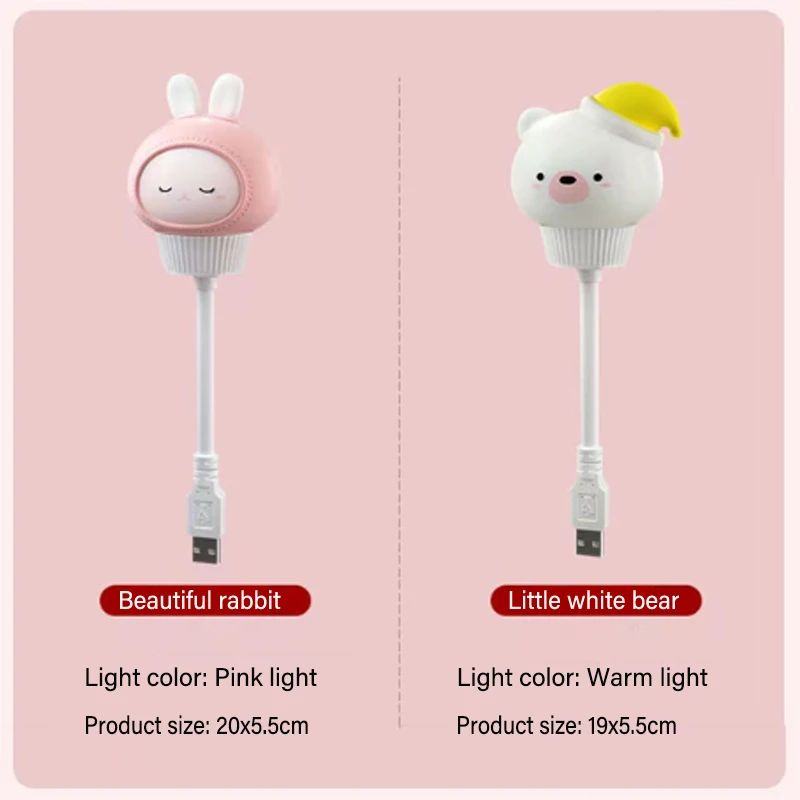 New USB Night Light 3 Mode Smart Remote Control Light Cartoon LED Night Lamp Bear Rabbit for Bedroom Decor Bedside Lamp