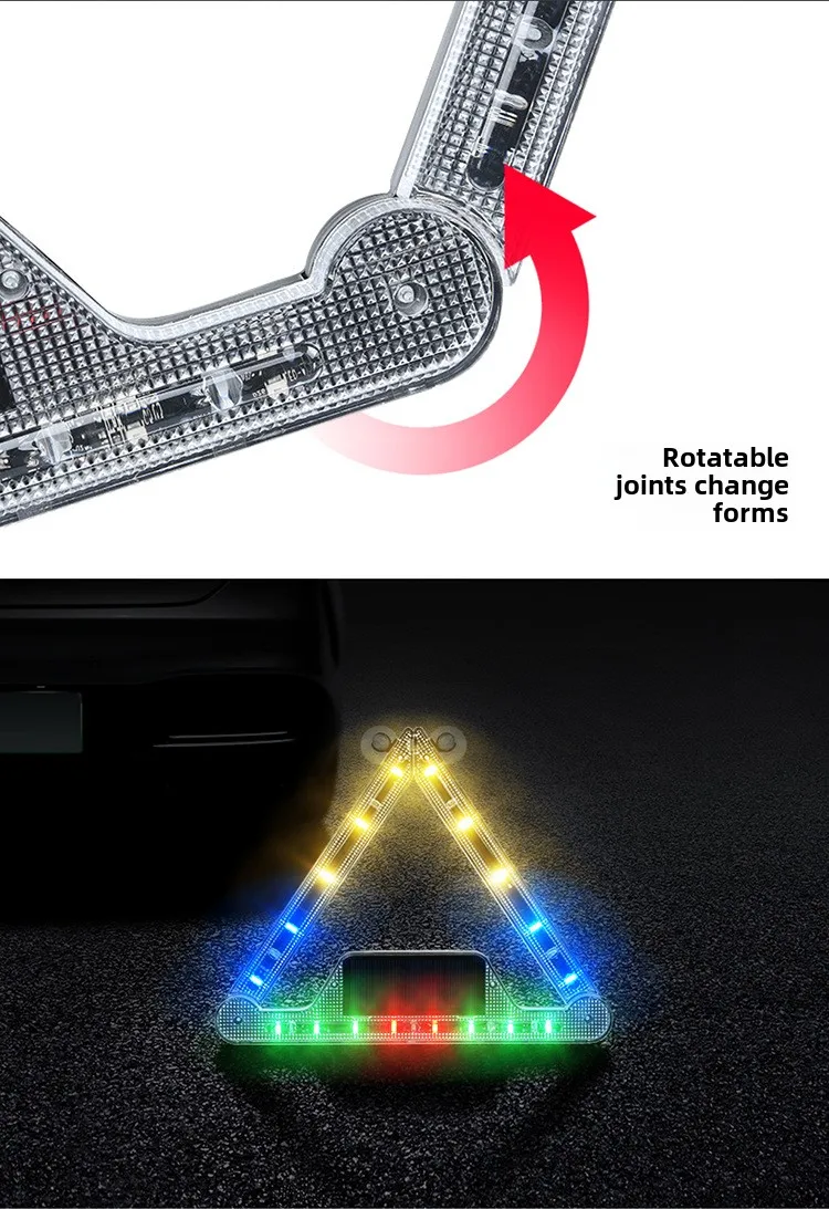 Solar Auto Visier Strobe Blinkende Lampe Innen Windschutzscheibe LED Dekoration Lampe Dreieck Rahmen Notfall Parkplatz Signal Strobe Lampe – Detail 14