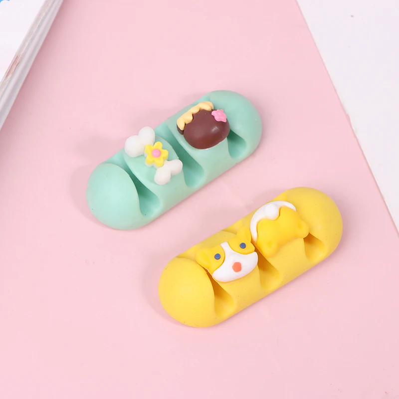 2Pcs Cartoon Cable Holder Silicone Cable Winder Wire Organizer Holder Cord Management Clip For USB Earphone Network Cable