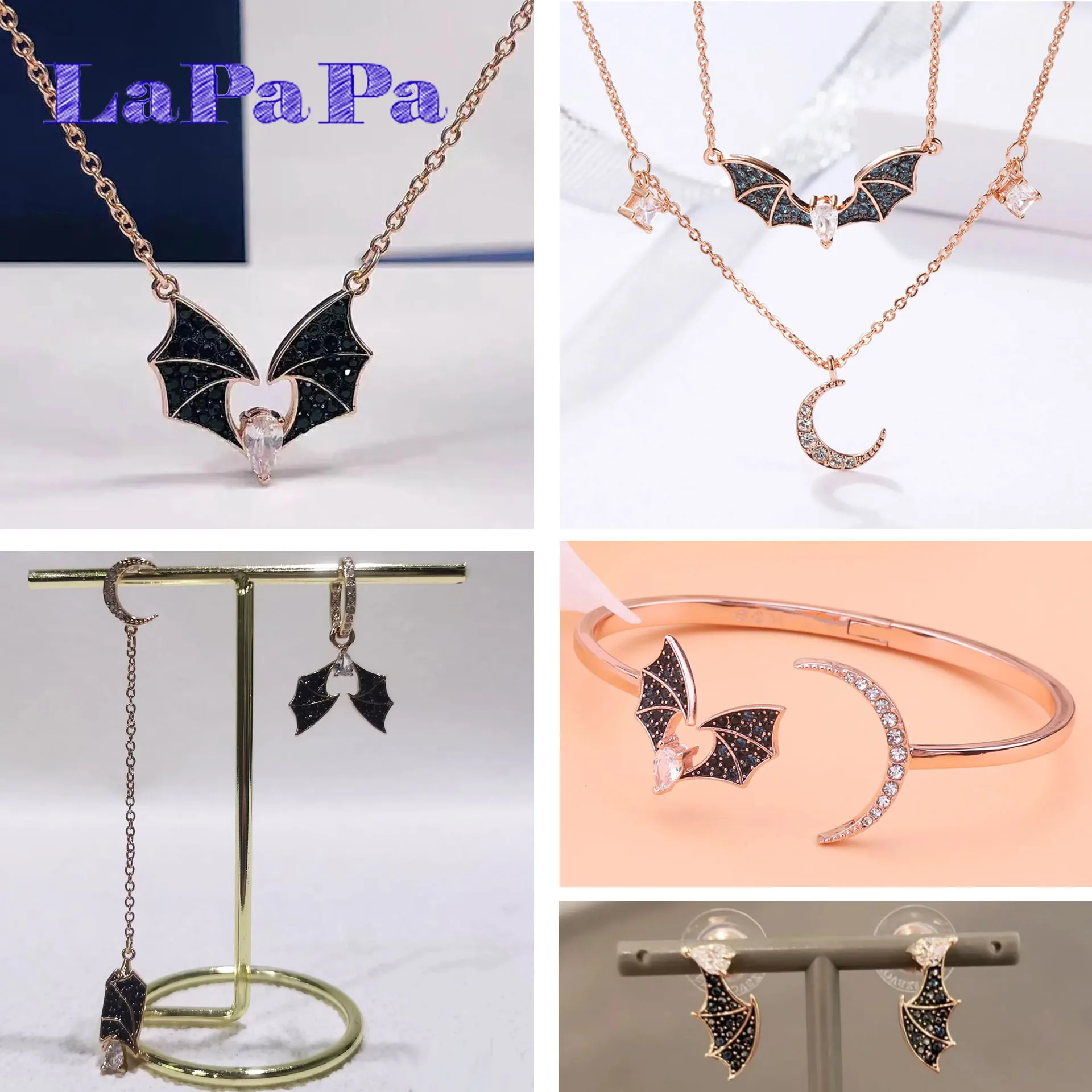 2026 Original Exquisite Bat Necklace Earrings Bracelet High Quality Stainless Steel Jewelry Set Charming Women's Memorial Gift