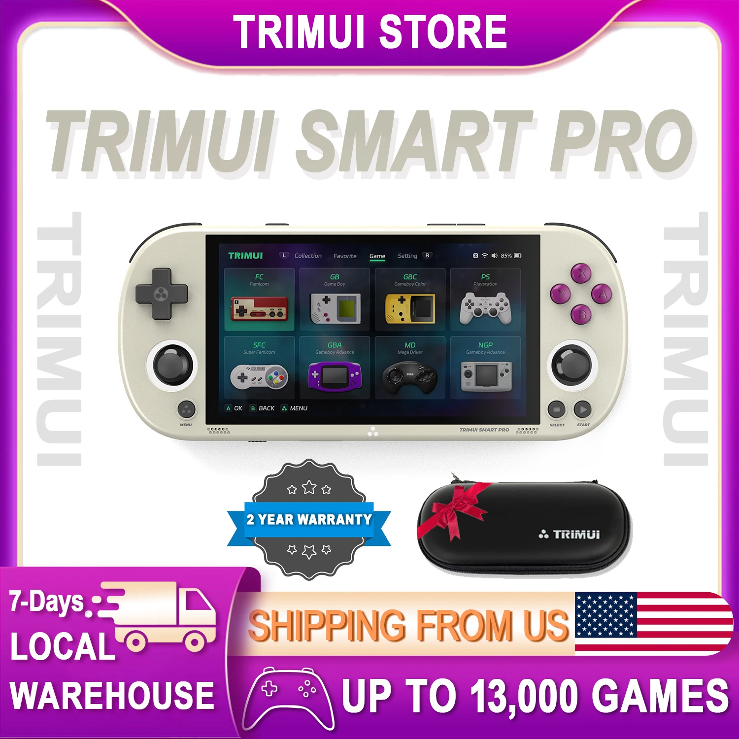 TRIMUI Smart Pro Retro Handheld Game Console – 5000mAh, 4.96