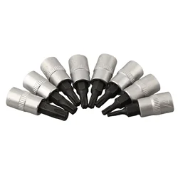 8pcs Torx Bit Sockets Set 1/4 Inch Driver Socket Ratchet Socket Wrench Screwdrivers Hand Tools T8 T10 T15 T20 T25 T27 T30 T40