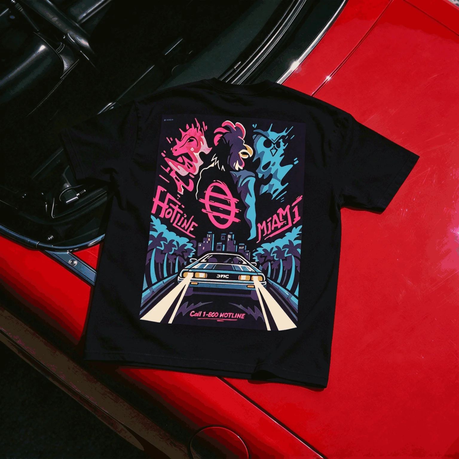 HOTLINE MIAMI Summer New Cotton Retro Unisex Casual Fashion T-shirt High Street Oversized Unisex Trendy Vintage Loose Couples