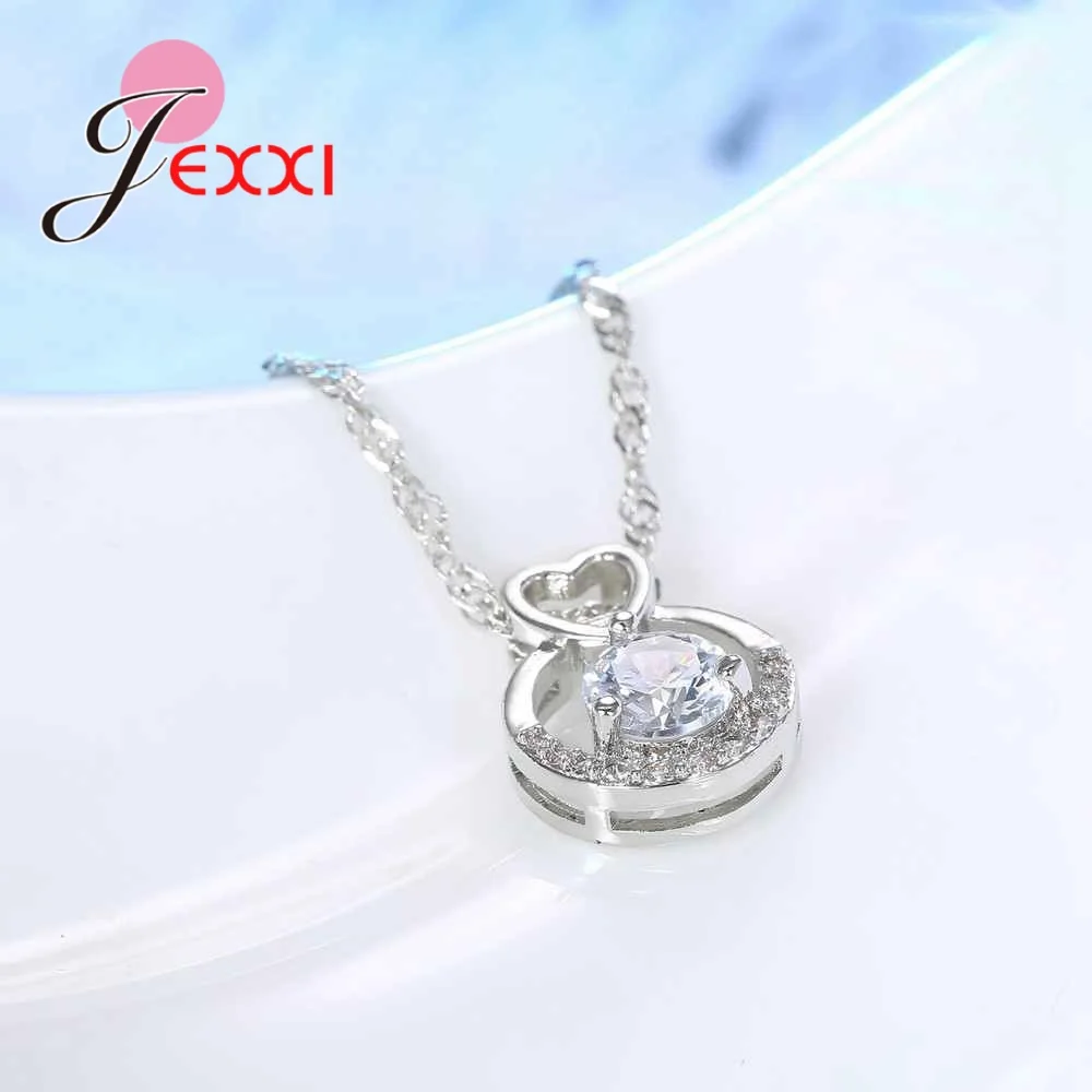 جديد وصول 925 فضة قلادة مستديرة قلادة بنات اكسسوارات الزفاف النساء الفاخرة تشيكوسلوفاكيا حجر الراين مجوهرات #3