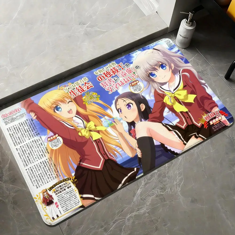 C-Charlottes Cute sexy anime Floor Mat Soft Thickened Non-Slip Door Mat for Living Room Home Decor Flannel Rugs