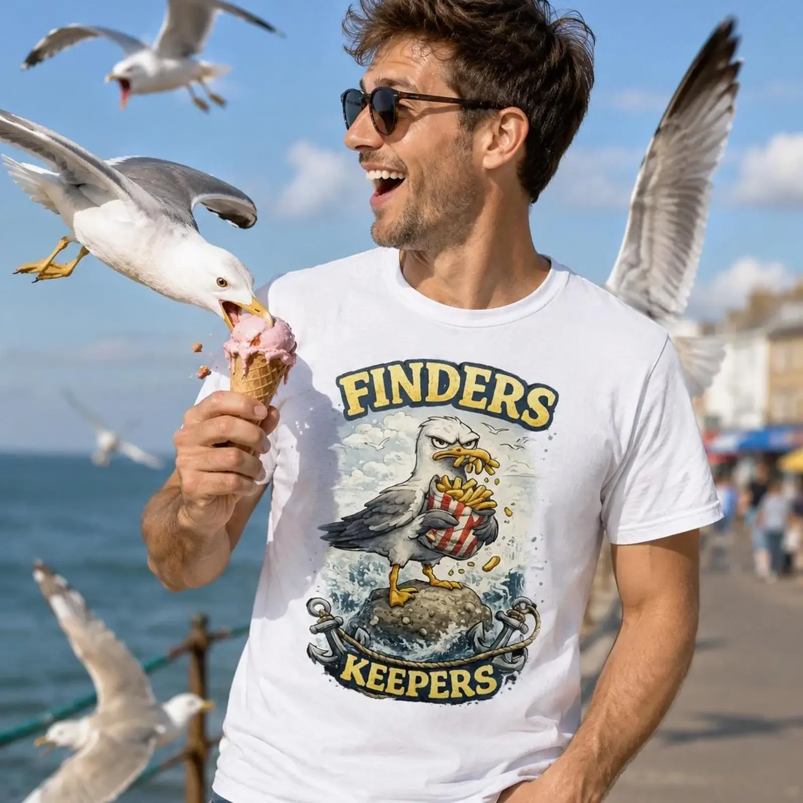 Finders Keepers Seagull T Shirt vintage Washed Stylish Breathable Versatile Comfortable Unisex designer clothes homme graphic