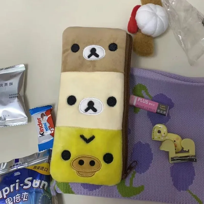 Rilakkuma Soft Pencil Case Cute Bear Large Capacity Multifunctional Desktop Stationery Storage Bag Portable Camera Storage Pouch