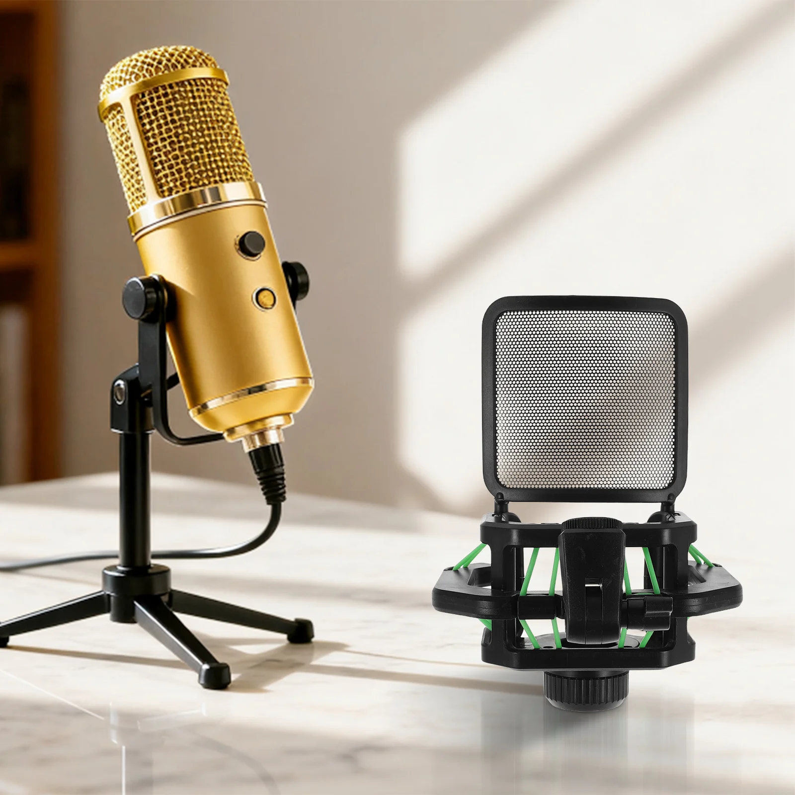 

Anti Vibration Mic Holder 23.5-24.5mm Universal Shock Mount for Condenser Microphones Studio Recording Stable Suspension Mount