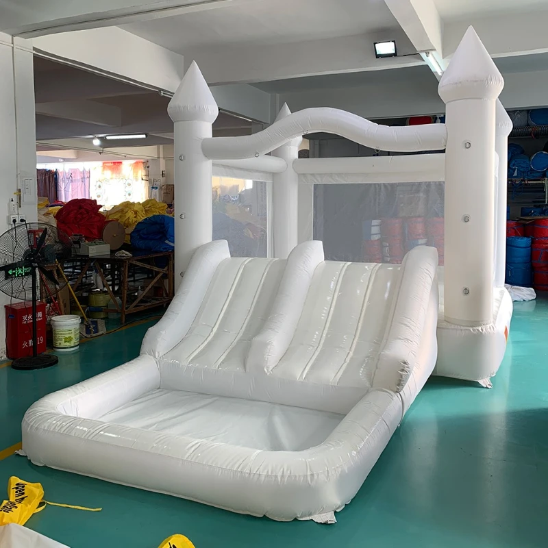 2 stuks set wit 4.2x3x2.6m springkasteel/4x4m bubble huis met blower bubble tent trapoline springkaste jusmping huis speelgoed